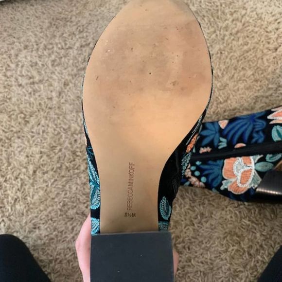 Rebecca Minkoff Billie Floral Peep Toe Booties Floral Embroidery Zip Up Size 8.5 - Picture 5 of 7